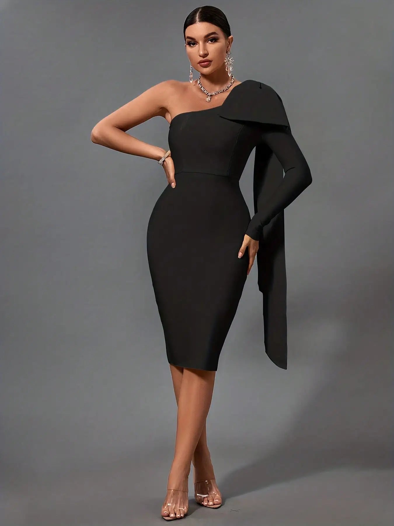 Bandage Dress Black Bodycon Dress Evening Party Elegant Sexy One Shoulder Birthday Club Outfit 2022 Summer New Arrival