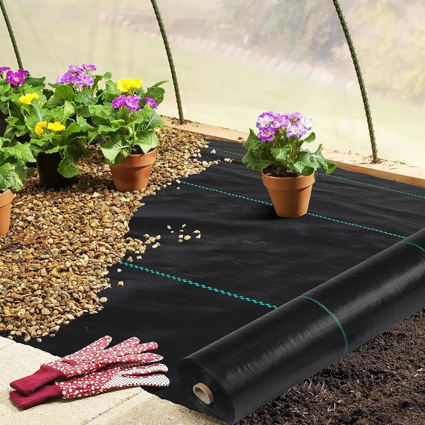Weed Barrier Landscape Fabric Garden Fabric Woven Weed Control Driveway Geotextile Fabric Garden Cloth for Greenhouse Flower Bed