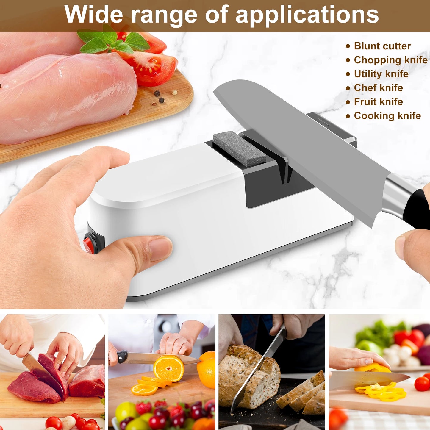 Electric Cutter Sharpener 3 Speed Electric Blade Sharpener Multifunctional Minimalist Scissor Cutter Blade Sharpener for Kitchen