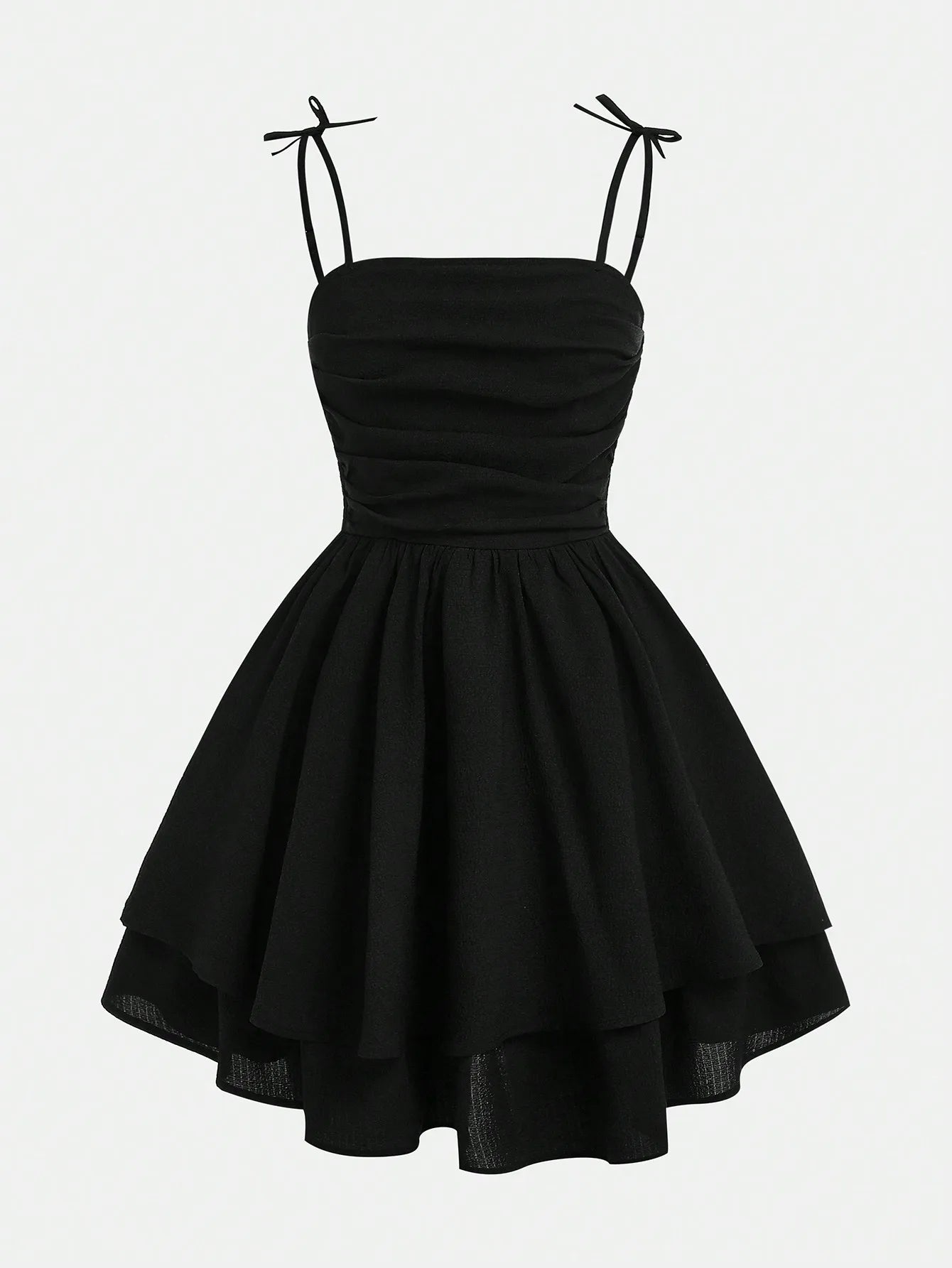 Mint Green Ruched Strap Dress with Tiered Skirt for Teen Girls