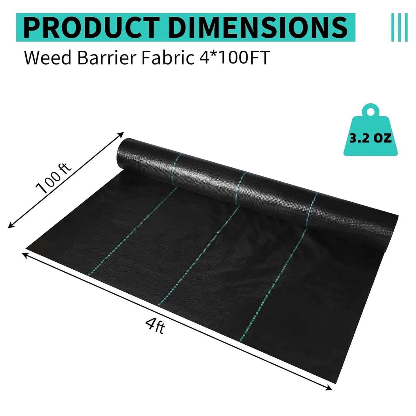 Weed Barrier Landscape Fabric Garden Fabric Woven Weed Control Driveway Geotextile Fabric Garden Cloth for Greenhouse Flower Bed