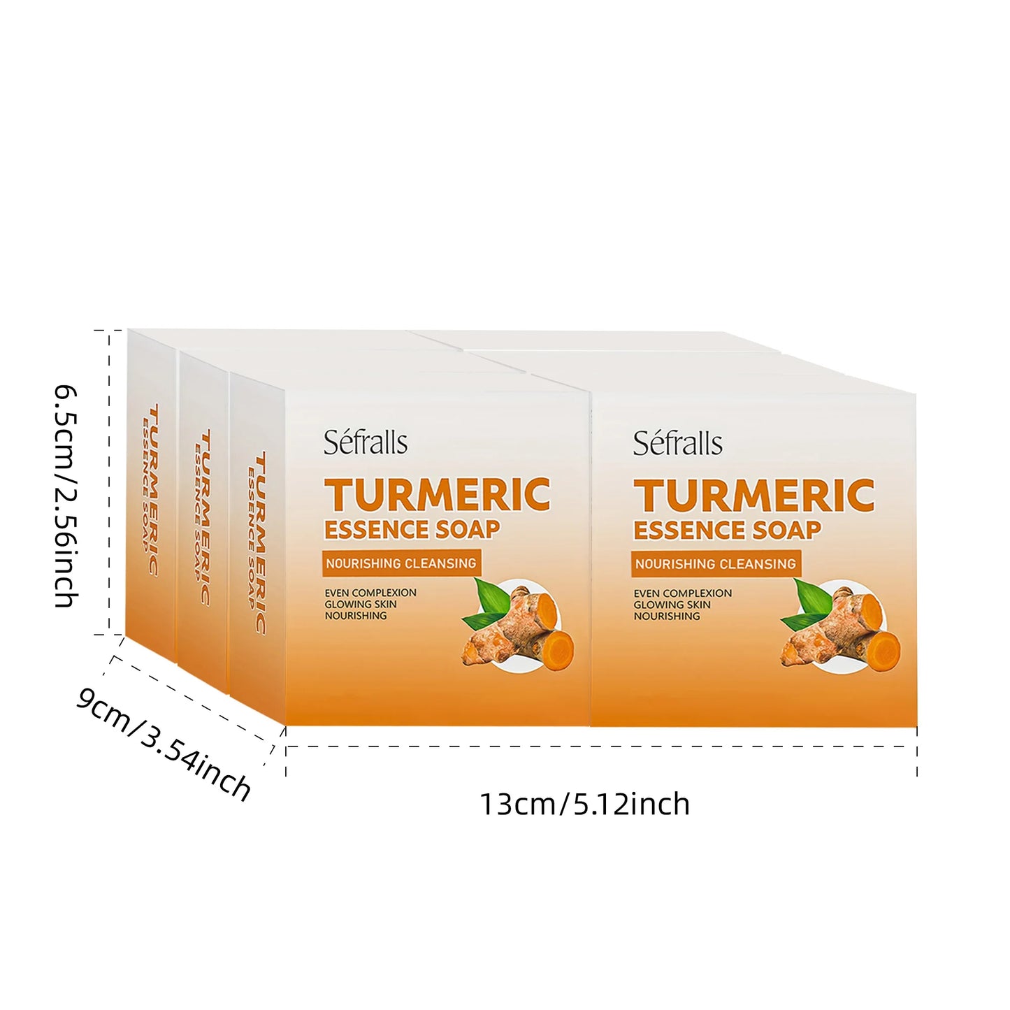 Séfralls Turmeric Handmade Soap100g*3PCS Plant Extract for Removing Mites, Cleansing Cuticle Dirt, Smooth Skin, Facial Cleansing