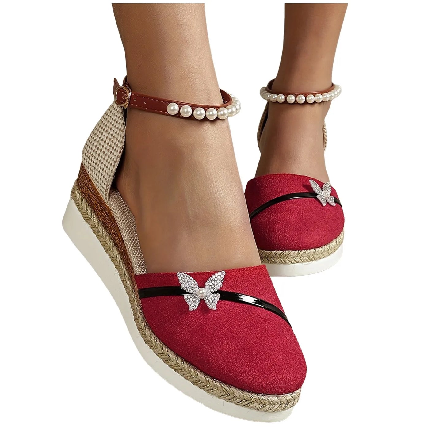 Women'S Sandals Summer 2024 Women'S Wedge Casual Sandals Butterfly Pearl Fashion Casual Shoes Sandals Women Dressy Summer
