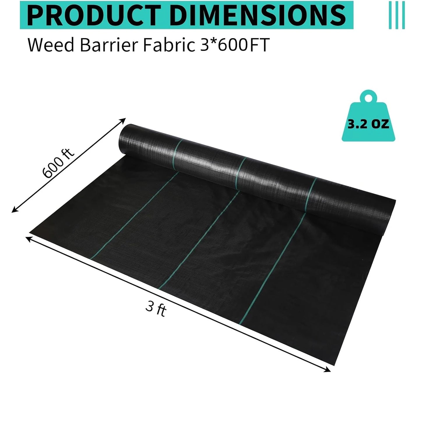Weed Barrier Landscape Fabric Garden Fabric Woven Weed Control Driveway Geotextile Fabric Garden Cloth for Greenhouse Flower Bed