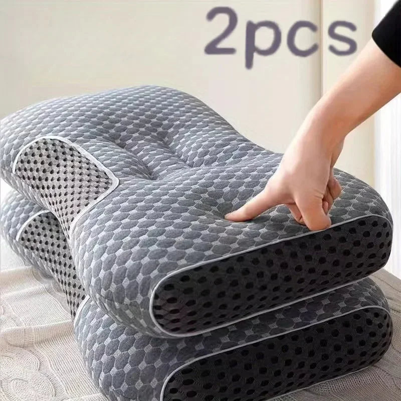 [Massage Neck Pillow] 2Pcs Soft Adjustable Ergonomic Knitted Massage Neck Pillow  Orthopedic Contour Support Pillow