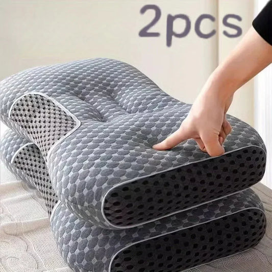 [Massage Neck Pillow] 2Pcs Soft Adjustable Ergonomic Knitted Massage Neck Pillow  Orthopedic Contour Support Pillow