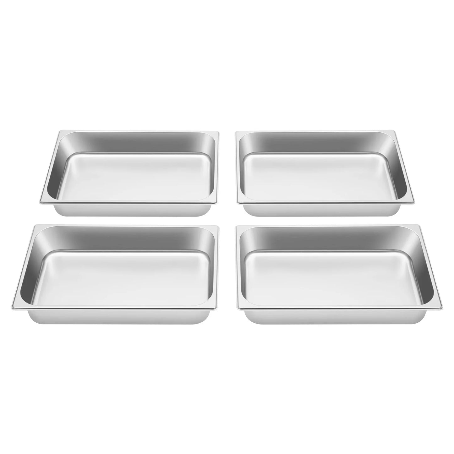 4 Pcs Table Pans with Lids Buffet Chafing Dishes Stainless Steel Food Container for Commercial and Personal
