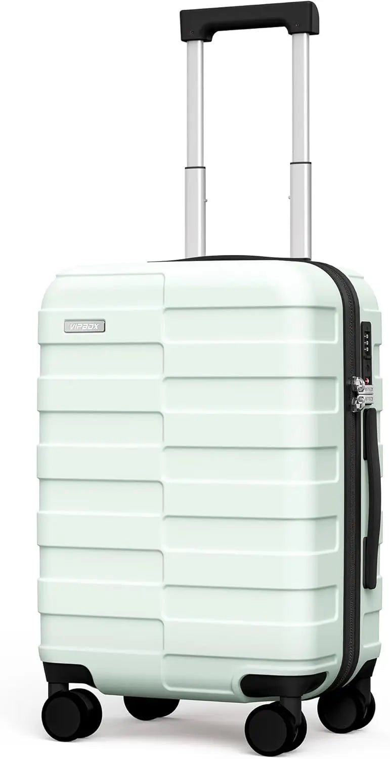 Luggage Hardside Expandable Ultra Durable 100% PC Lightweight Carry On Travel Suitcase SetLock Spinner Wheels, White Brown