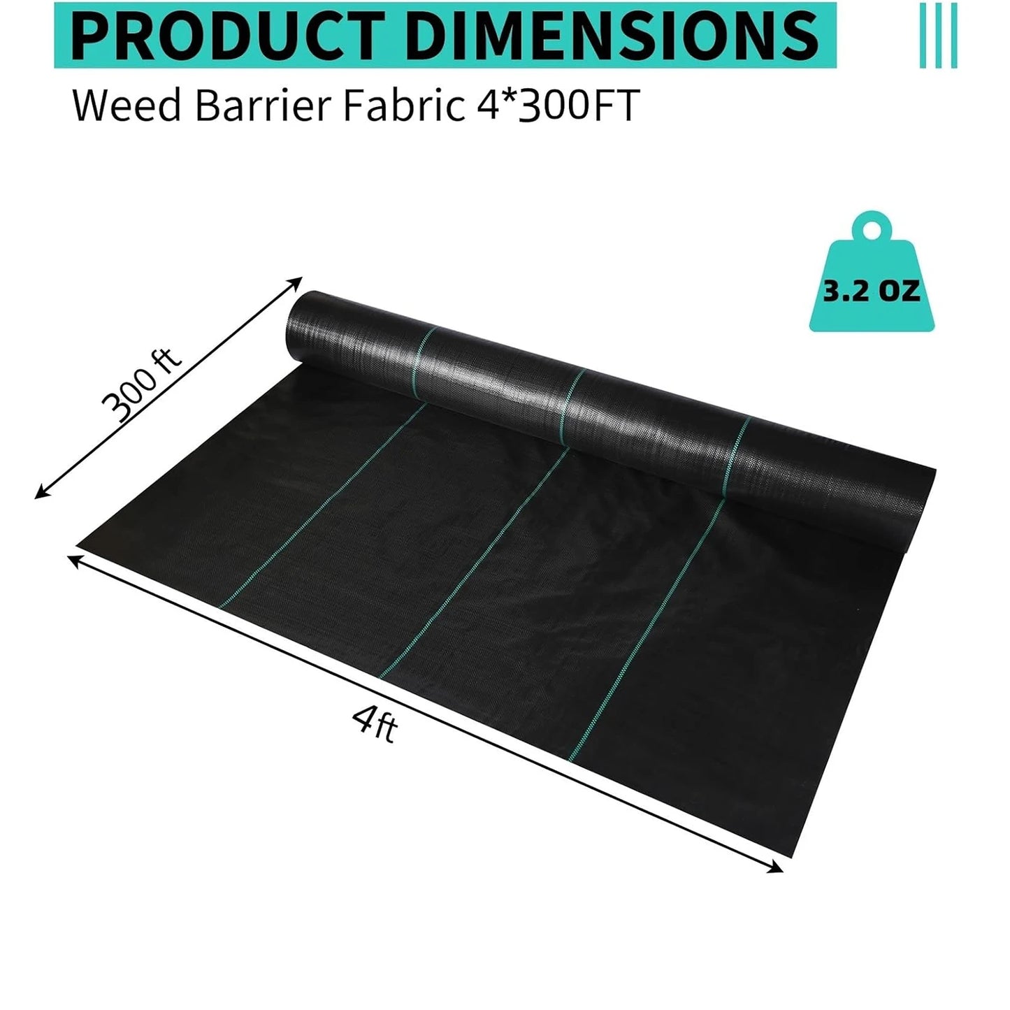 Weed Barrier Landscape Fabric Garden Fabric Woven Weed Control Driveway Geotextile Fabric Garden Cloth for Greenhouse Flower Bed