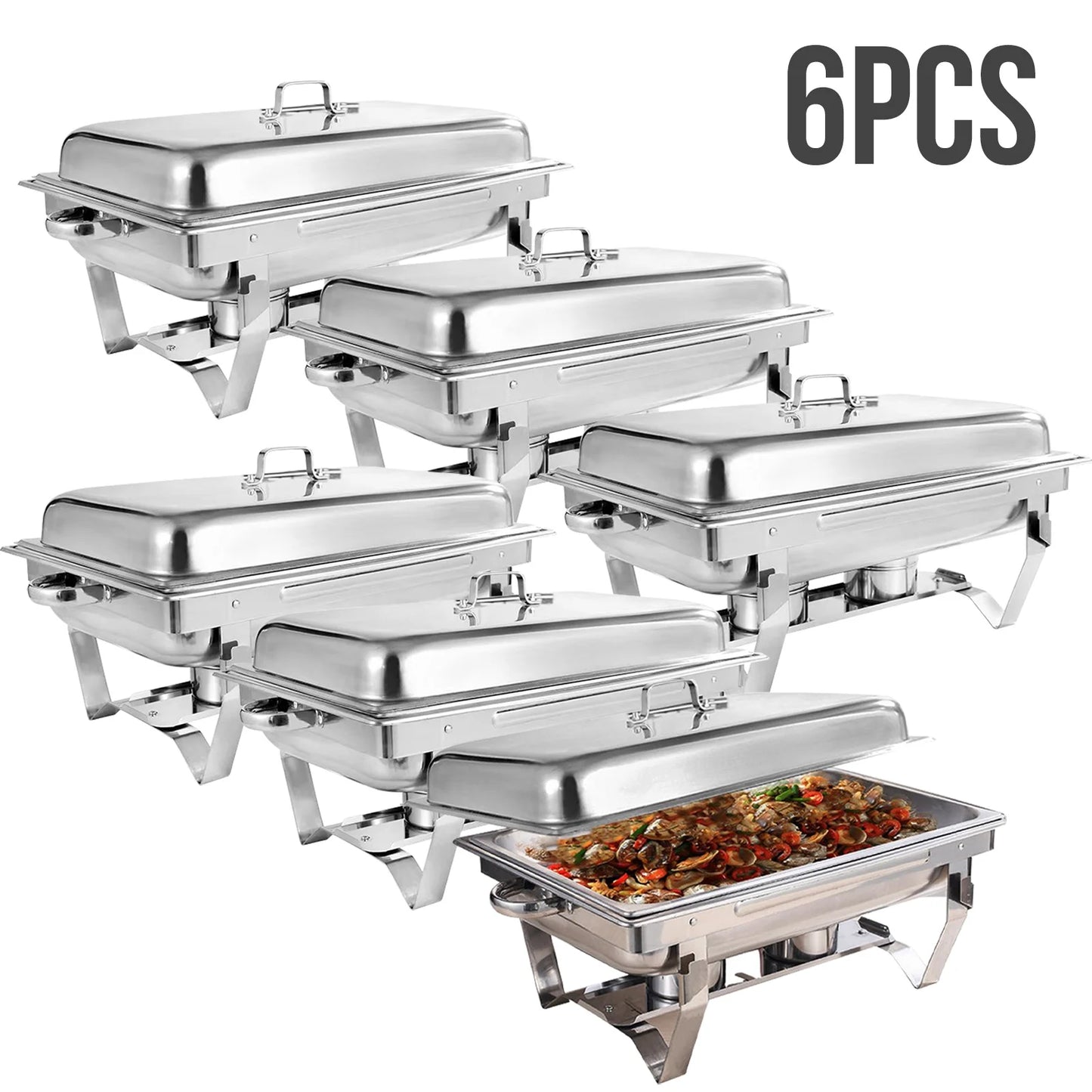 Chafing Dish Buffet Set 8QT Electric Stainless Steel 2/4/6Pack Full Size Pans Food Warmer Chafing Fuel Holder for Party Catering