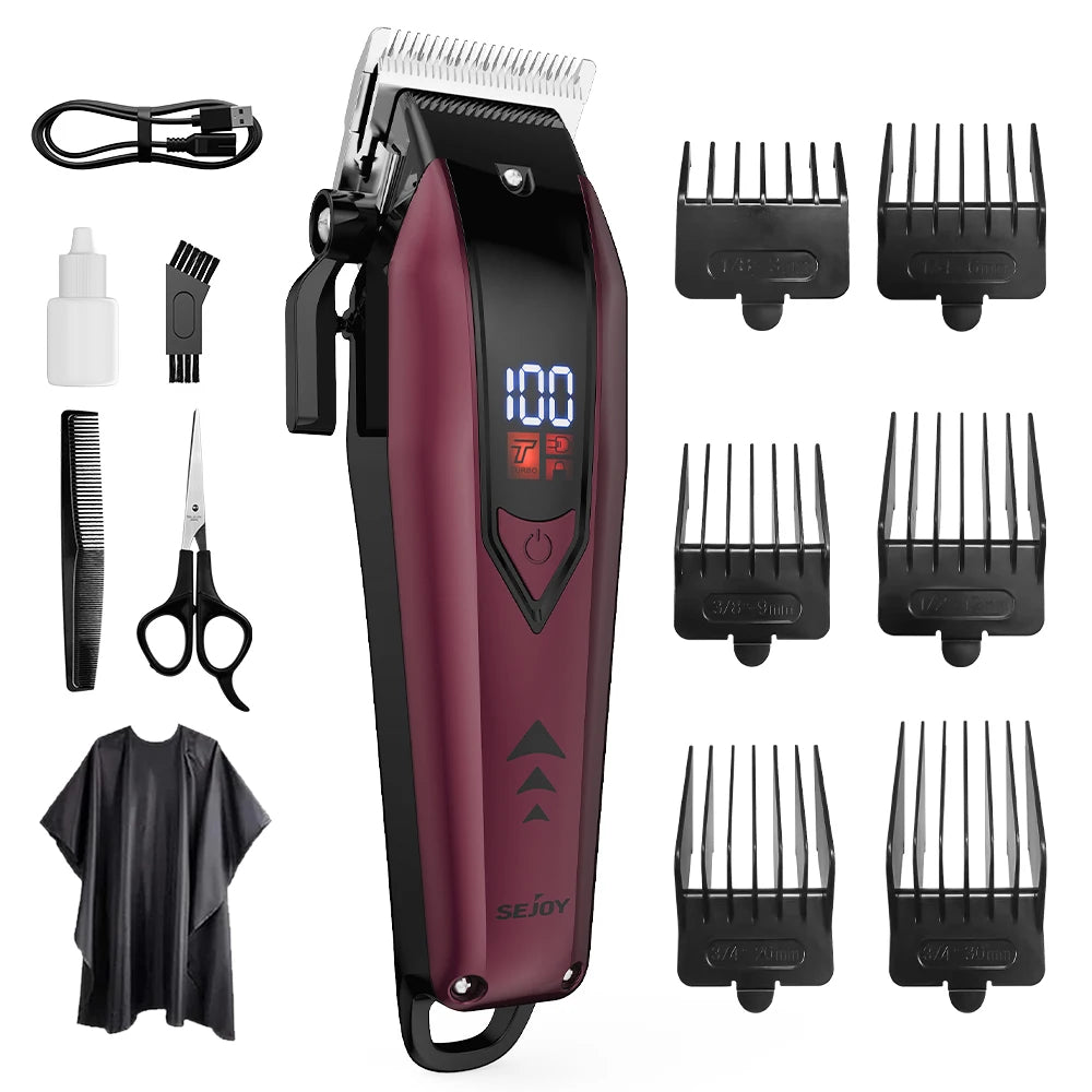 Sejoy Professional Hair Clipper Kit Adjustable Electric Shaver Hair Cutting Machine Rechargeable Men’s Cordless Trimmer F58
