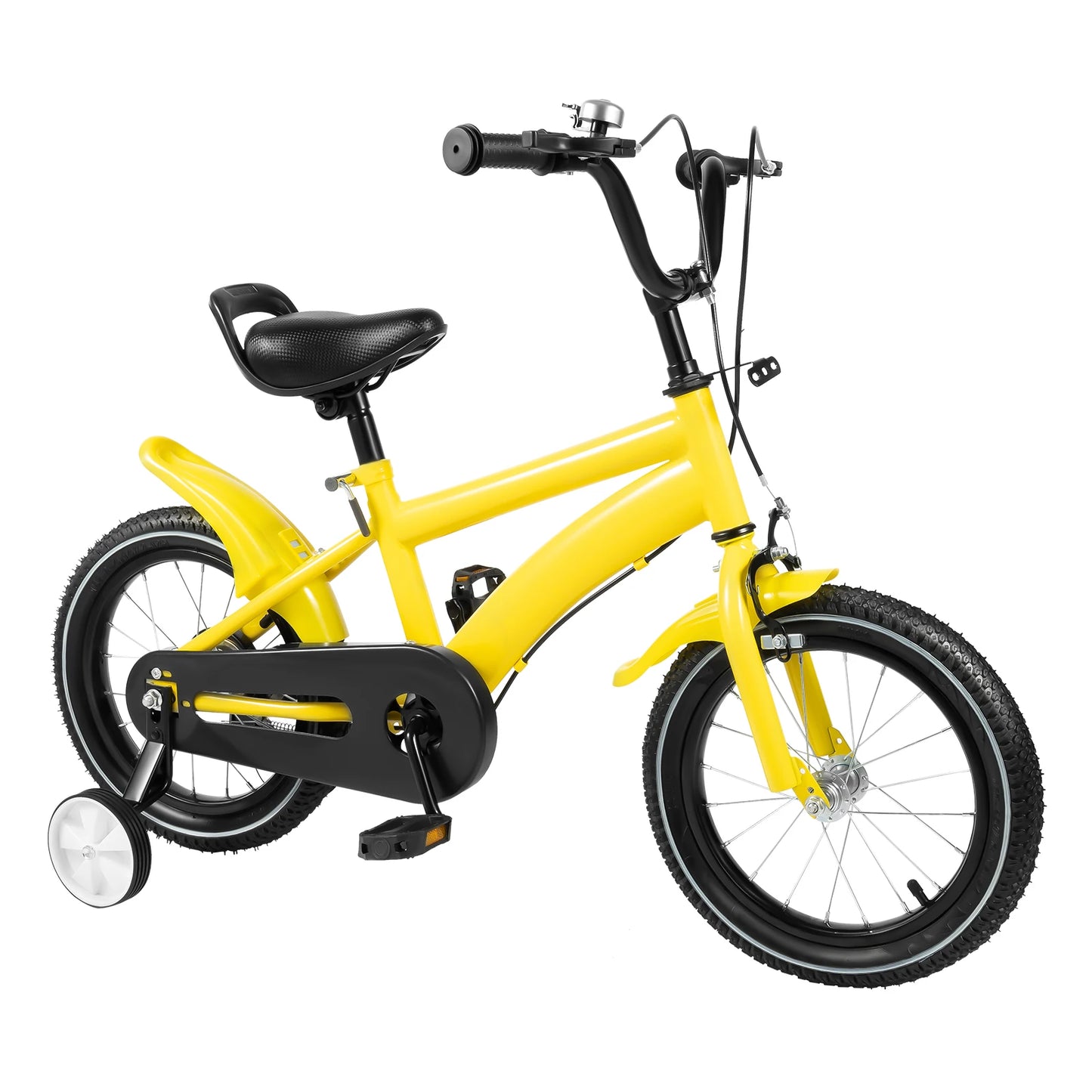Children's Bicycle, Kids' Bike with Training Wheels, Sturdy Carbon Steel Frame 14" Wheels, Adjustable Seat & Handlebars Ages 2-4
