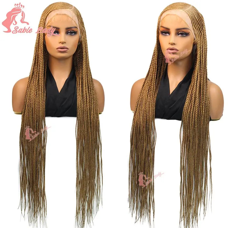 Faux Locs Crochet Cornrow Braided Wig Synthetic Full Lace Knotless Box Braids Wig Side Part Lace Wig Box Braided Wig for Women