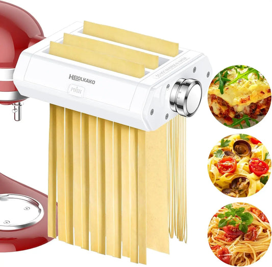 3-in-1 Pasta Maker Attachment for Stand Mixers, Includes Spaghetti, Fettuccine Cutter and Sheet Roller