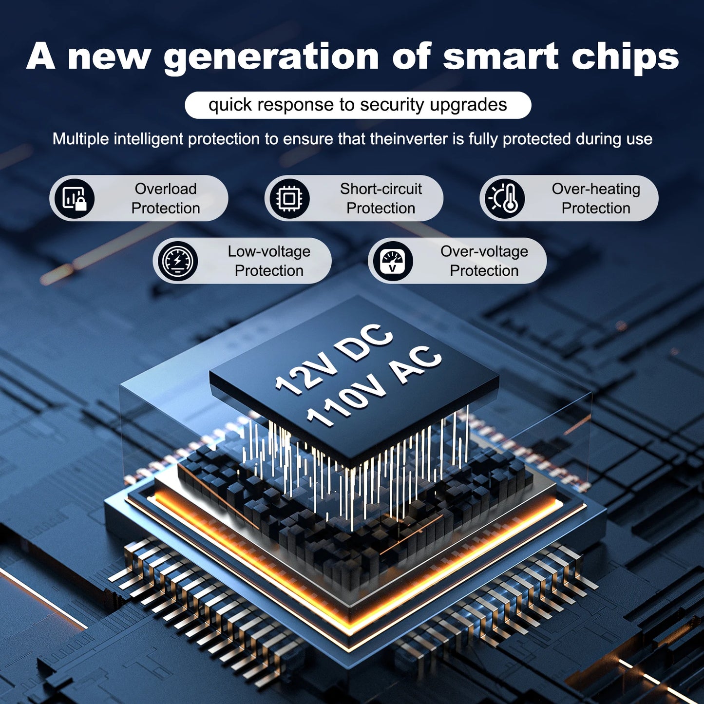 Car Converter Power Inverter DC 12V To AC 110V Sine Wave Solar Power Converter LCD Home RV Solar Adapter 4 USB Ports