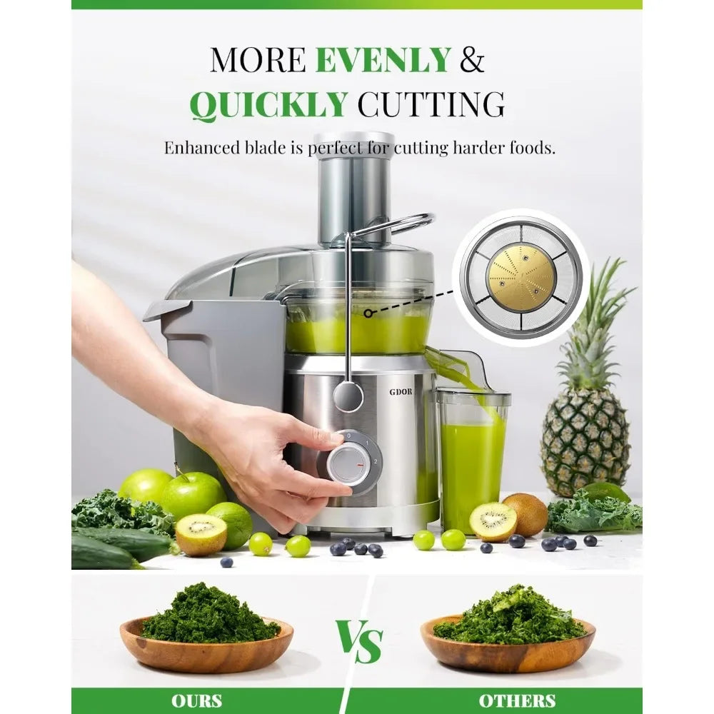 Customizable 1300W 【Extra Large】 Juicer Machines with Larger 3.2” Feed Chute, Titanium Enhanced Cut Disc Centrifugal Juice Extra