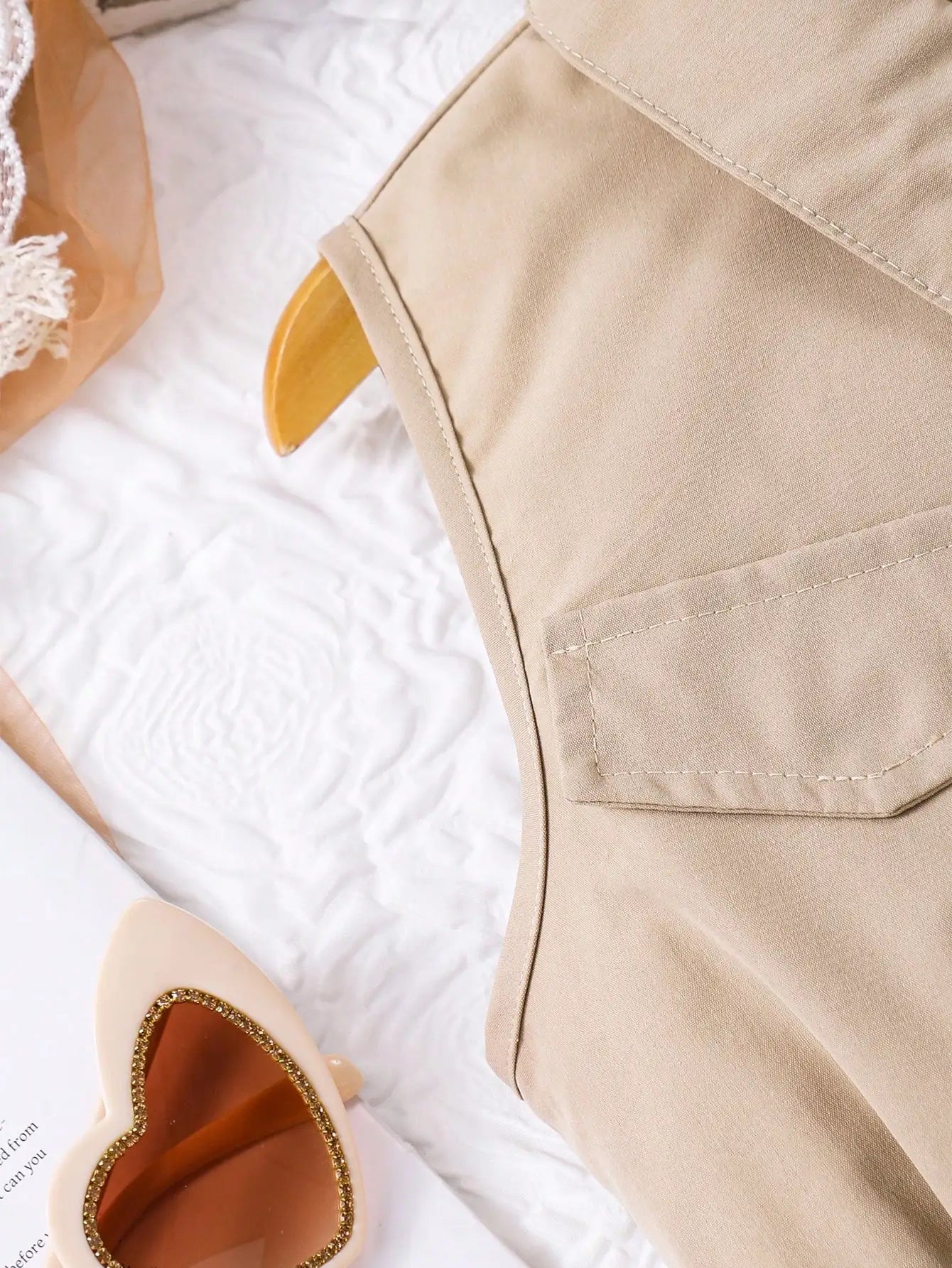 Girls Sleeveless Collared Dress with Tulle Skirt and Satin Bow Belt, Beige Summer Casual