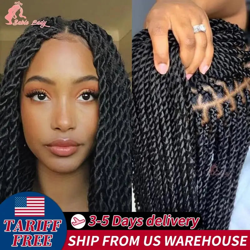 Long 36“ Synthetic Full Lace Wigs Twist Box Braided Wigs Lace Front Wig Knotless Braids Wig Black Women Cornrow Box Braided Wigs