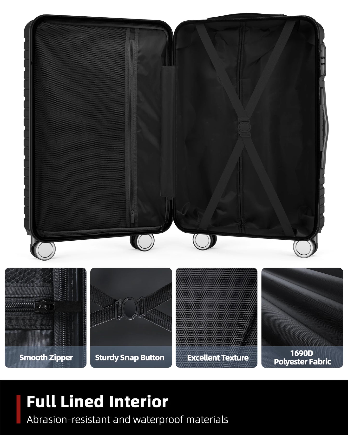 Luggage Sets 3 Piece 20/24/28 Inch Expandable Hardside Lightweight Durable Suitcases with Spinner Wheels, TSA Lock For Women Men