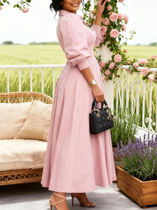 Women'S Plus-Size Elegant V-Neck Wrap-Around A-Line Dress
