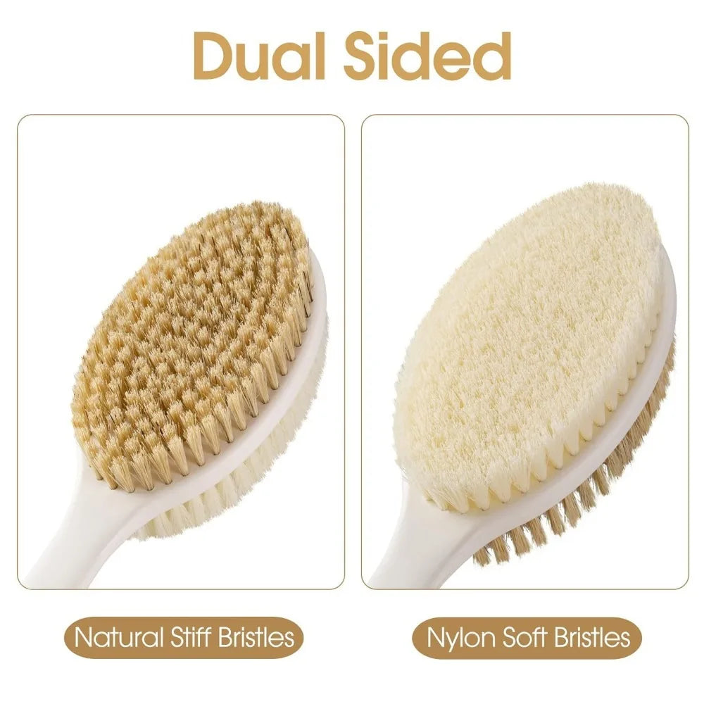 Back Scrubber Anti Slip for Shower,Shower Brush Long Handle with Stiff and Soft Bristles,Body Exfoliator for Bath (Blue)