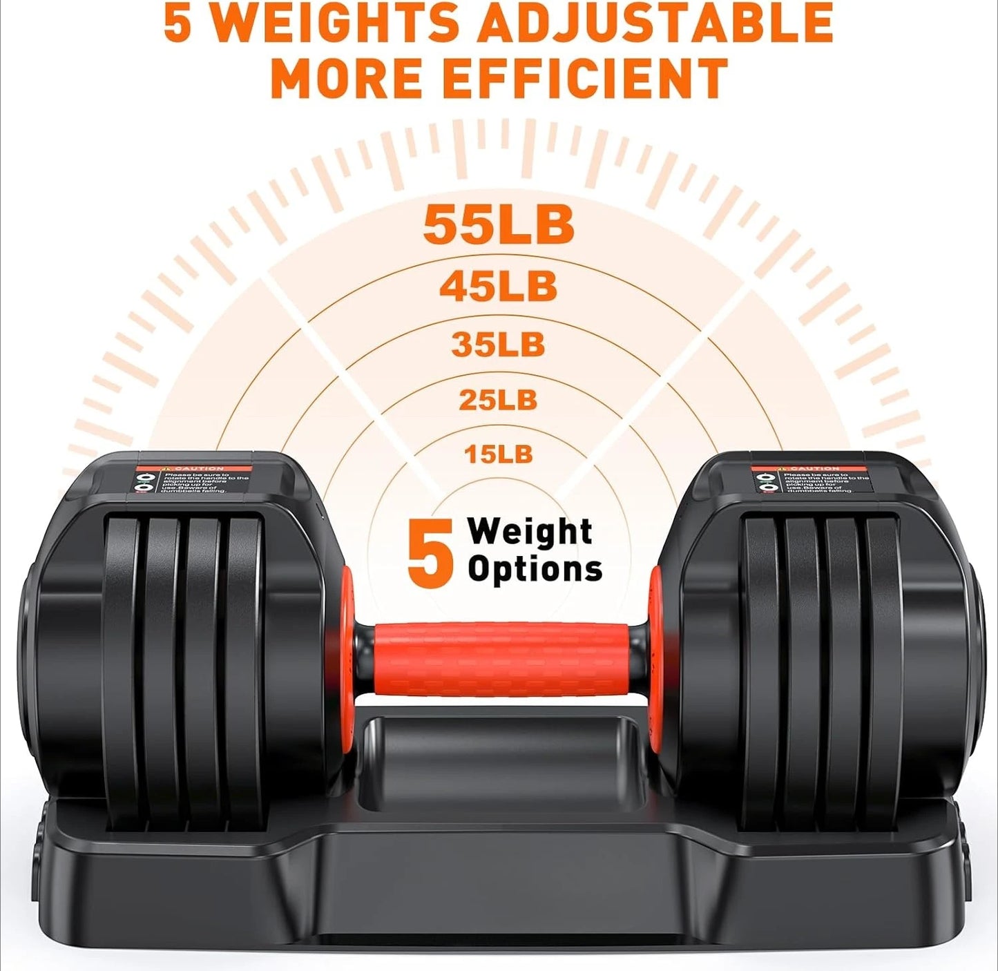 Adjustable Dumbbells Set, 25lbs/55lbs Dumbbell with Anti-Slip Handle, Quick Adjust 5-in-1 Weights Set, Compact Home