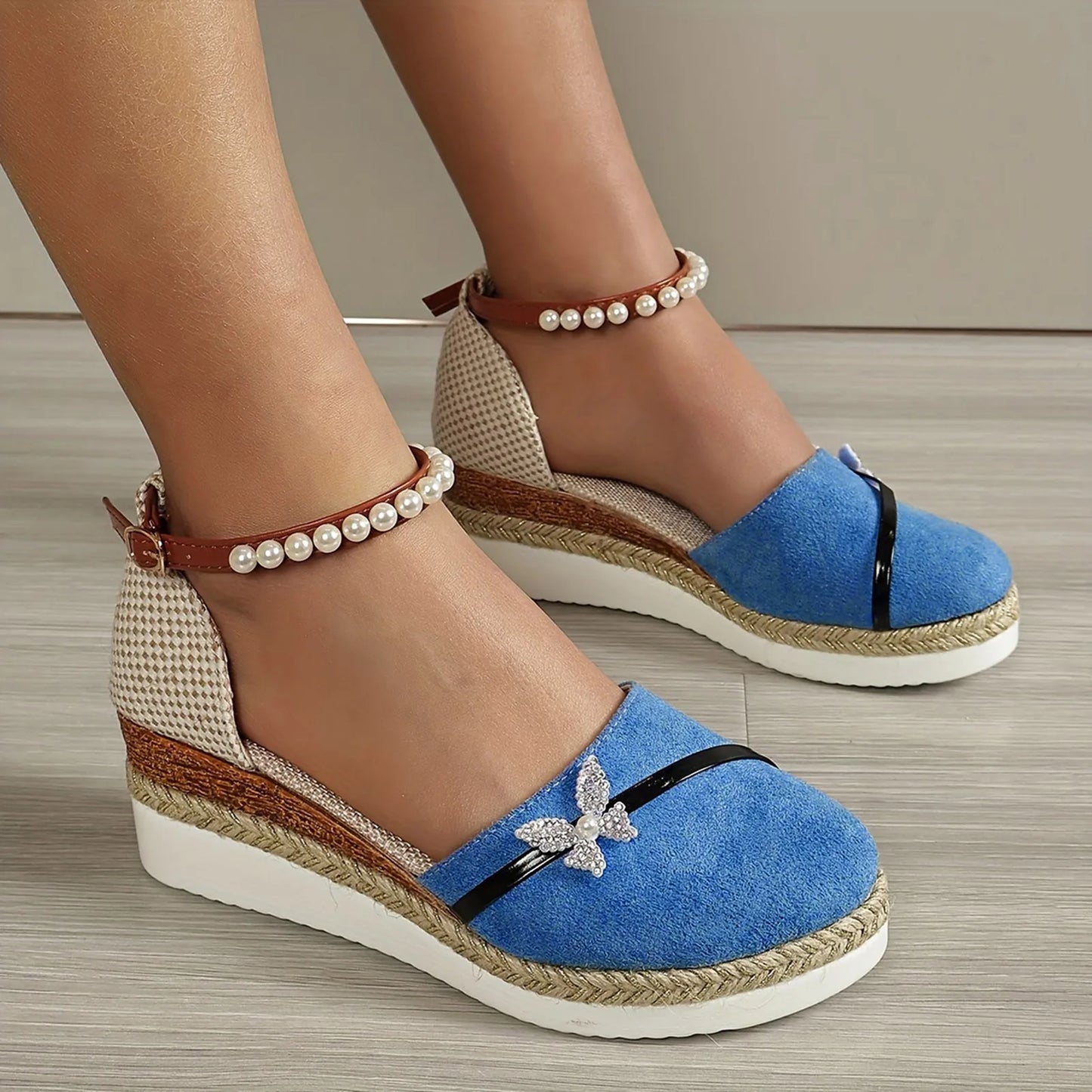 Women'S Sandals Summer 2024 Women'S Wedge Casual Sandals Butterfly Pearl Fashion Casual Shoes Sandals Women Dressy Summer
