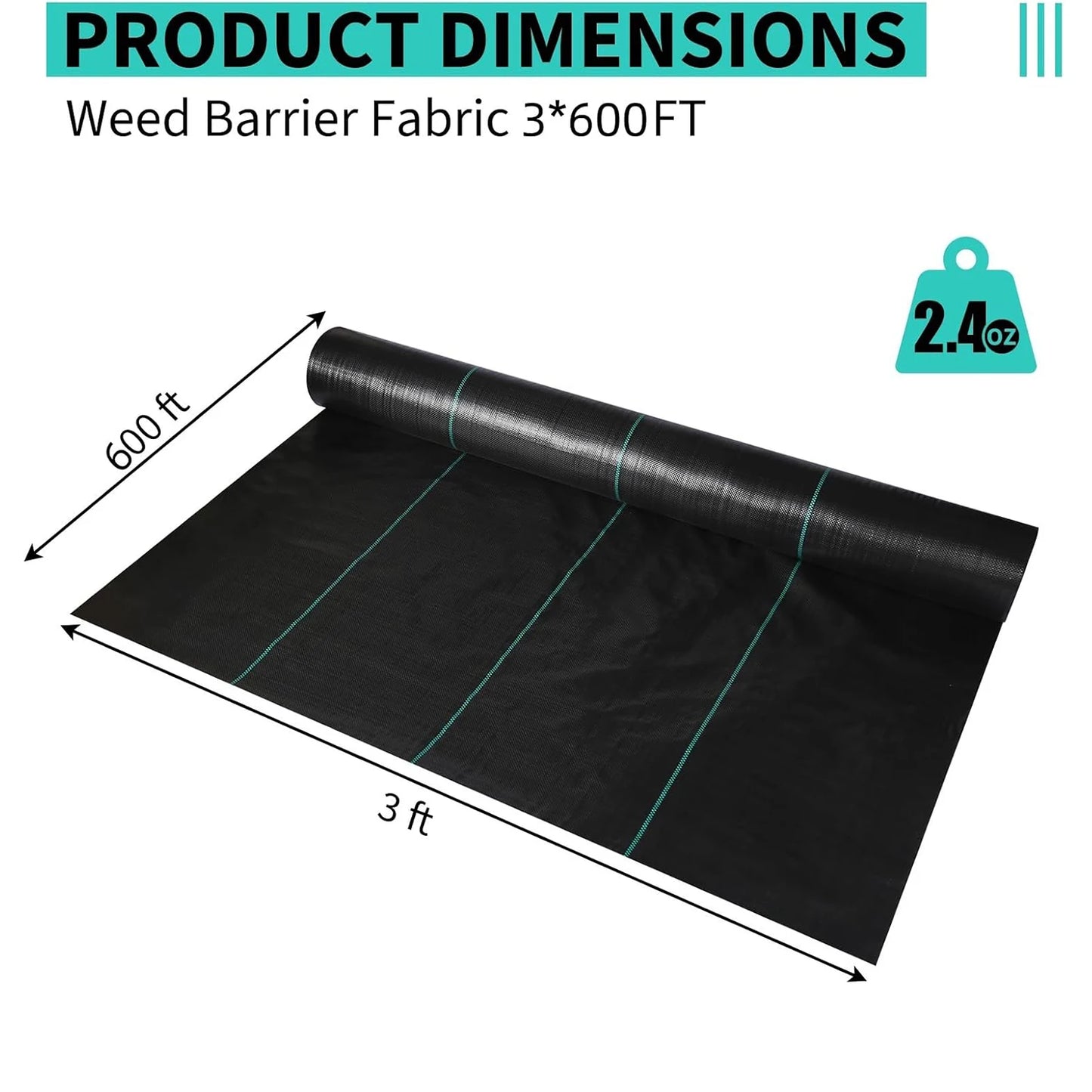Weed Barrier Landscape Fabric Garden Fabric Woven Weed Control Driveway Geotextile Fabric Garden Cloth for Greenhouse Flower Bed