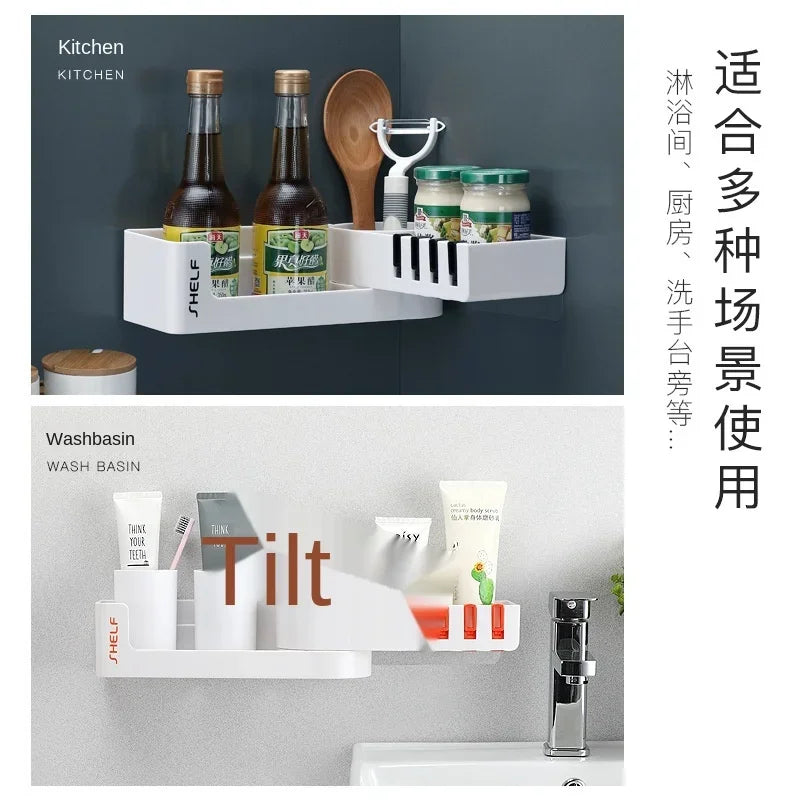 Bathroom Shelf Corner Shelves Shampoo Holder Kitchen Storage Rack Mess Shower Organizer Wall Holder Space Saver Household Items