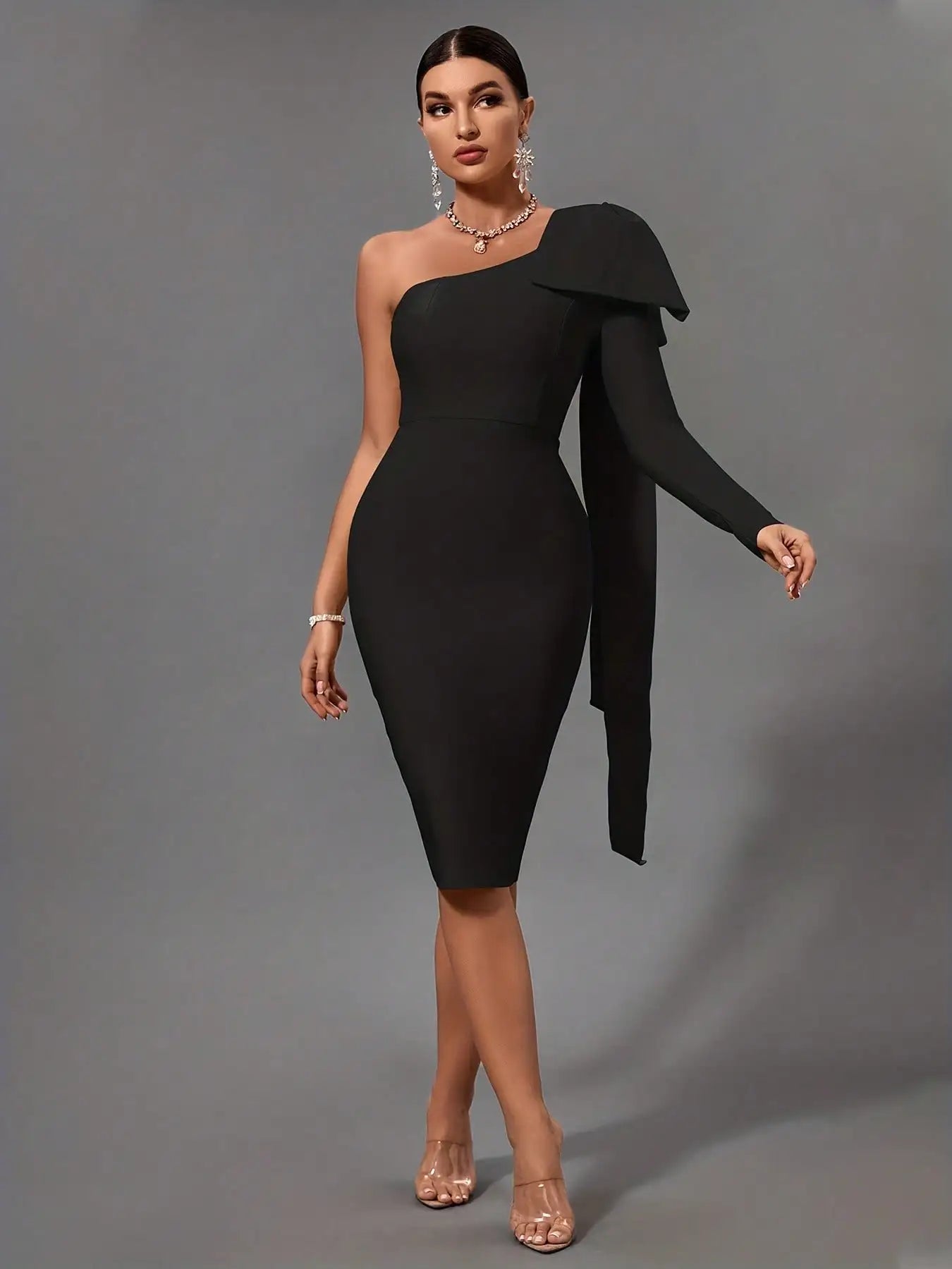 Bandage Dress Black Bodycon Dress Evening Party Elegant Sexy One Shoulder Birthday Club Outfit 2022 Summer New Arrival
