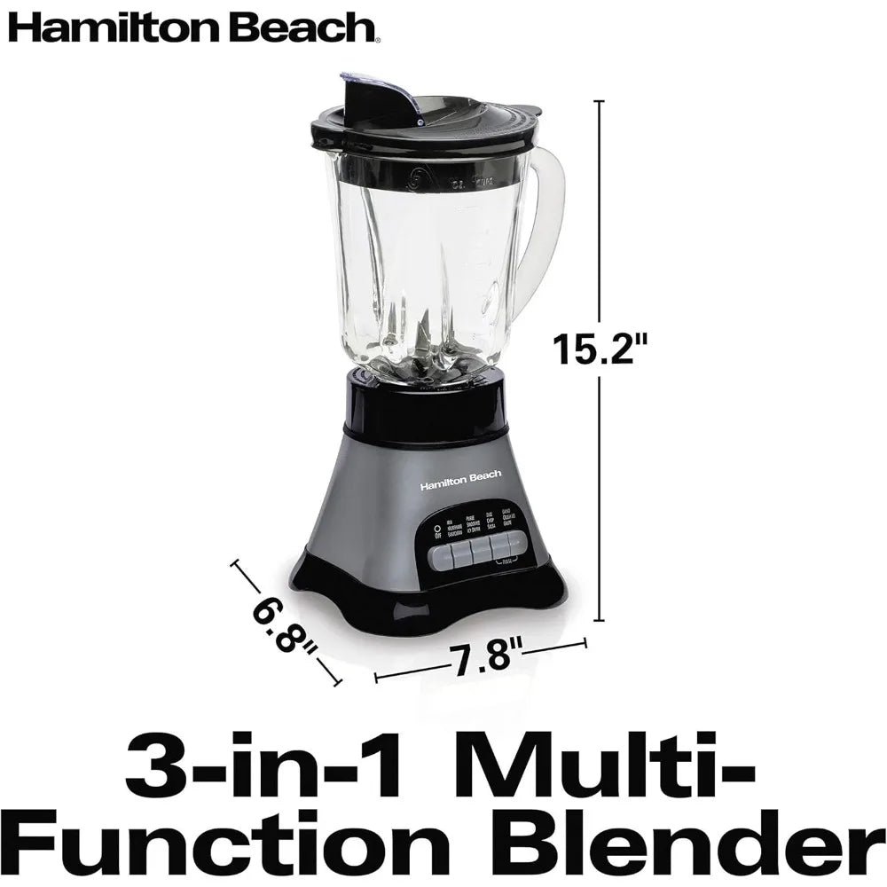 Blender for Shakes and Smoothies & Food Processor Combo,With 40oz Glass Jar, Portable Blend-In Travel Cup,700 Watts,Gray & Black