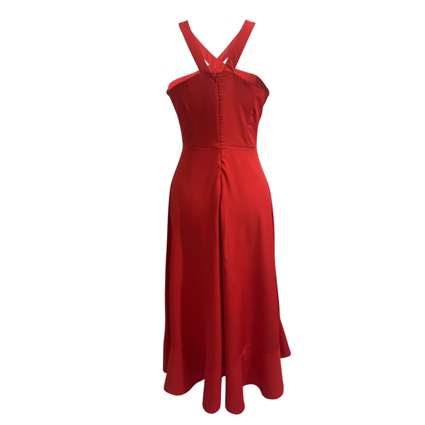 Party dresses for women Elegant halterneck sleeveless sexy evening dress Solid Color Ruffle design long dresses vestidos curtos