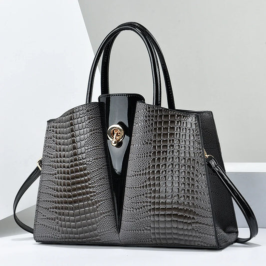 Classic Retro Crossbody Bag Fashionable Large Capacity Women'S Handbag Crocodile Pattern Shoulder Bag Commuting Tote Bag Women