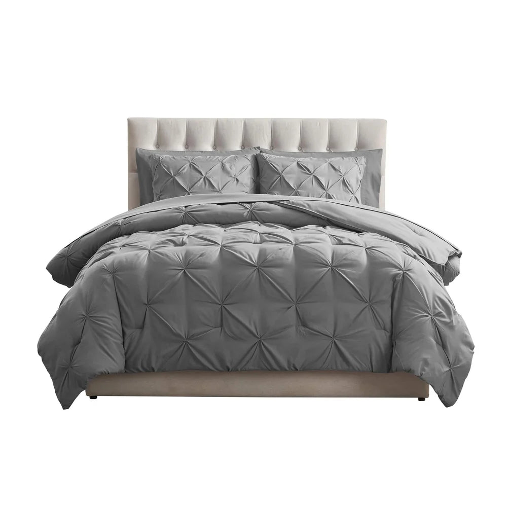 Queen 7 Piece Comforter Set Lightweight Pinch Pleated Bedding Bed In A Bag Soft Microfiber Stain Resistant Elegant Design Adults