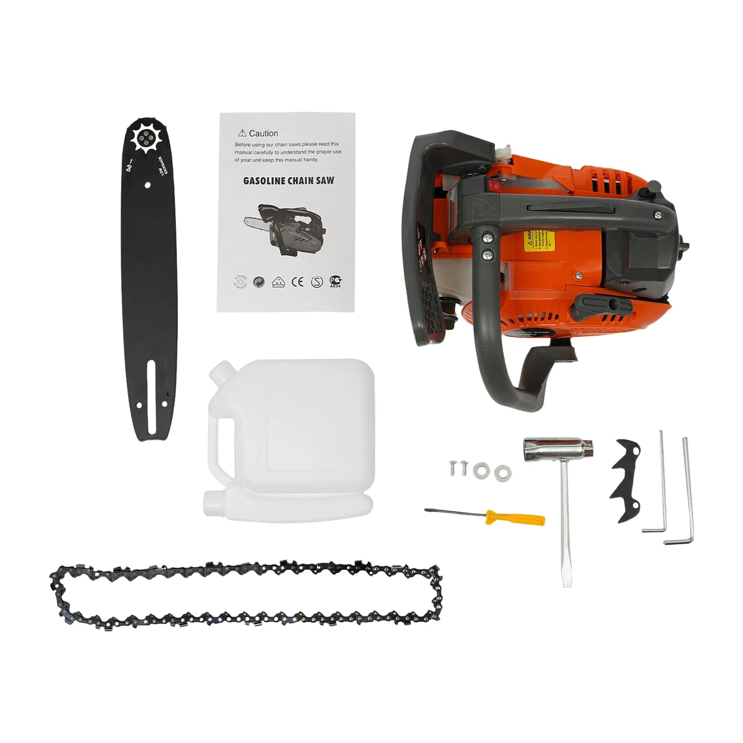 12 Inch Gas Chainsaw 25.4CC 1.22HP Gas Powered Chain Saws 2 Stroke Handheld Gasoline Chainsaw with Guide Plate Cover