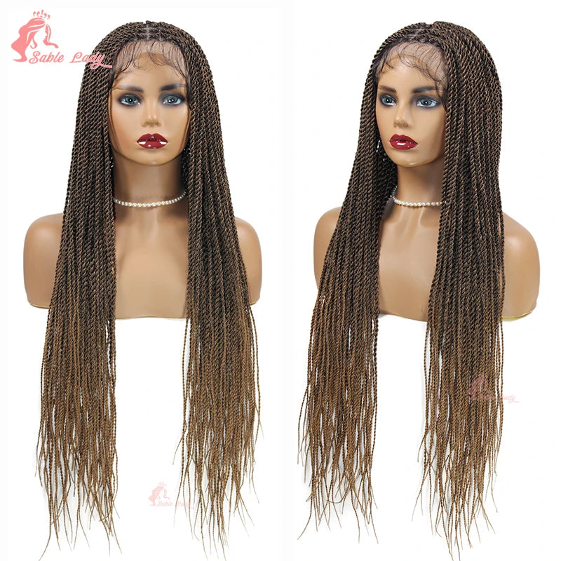 Long 36“ Synthetic Full Lace Wigs Twist Box Braided Wigs Lace Front Wig Knotless Braids Wig Black Women Cornrow Box Braided Wigs