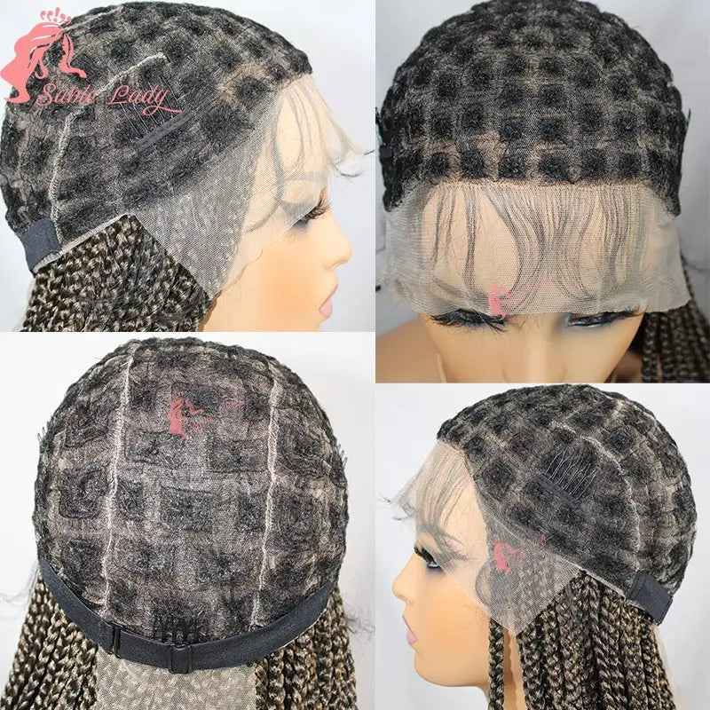 Long 36“ Synthetic Full Lace Wigs Twist Box Braided Wigs Lace Front Wig Knotless Braids Wig Black Women Cornrow Box Braided Wigs