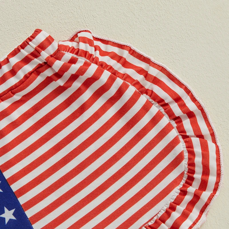 Summer Toddler Girls Beach Shorts Kids Summer Elastic Band Fashion Star Stripe Print Lounge Shorts for Independence Day