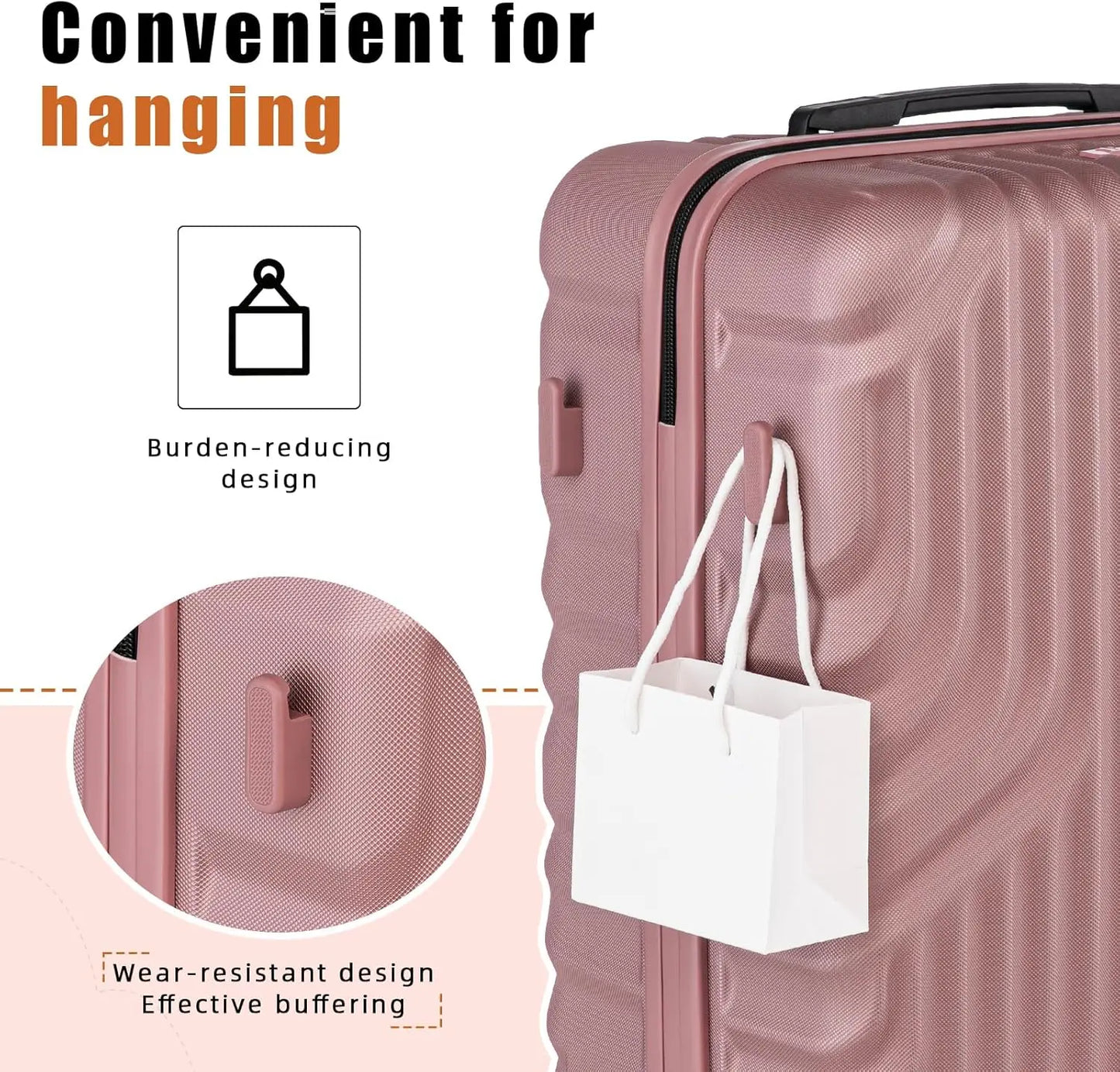 Luggage Sets Suitcase Sets  Double Rotatable Detachable Wheels(RoseGold,20"/24"/28"/DB/TB)