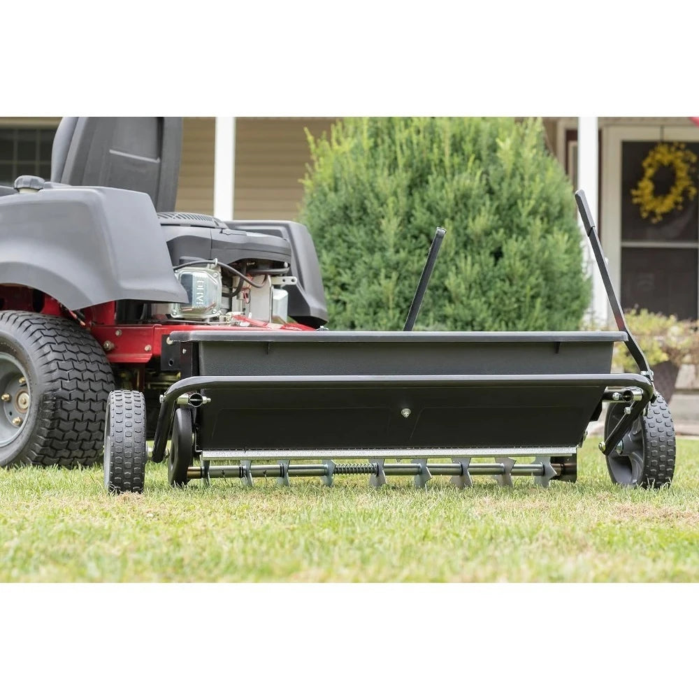 Tow-Behind Lawn & Garden Spiker/Seeder/Drop Spreader for Seed,Fertilizer, Salt, Ice Melt; Designed to Pull Behind Lawn & Garden