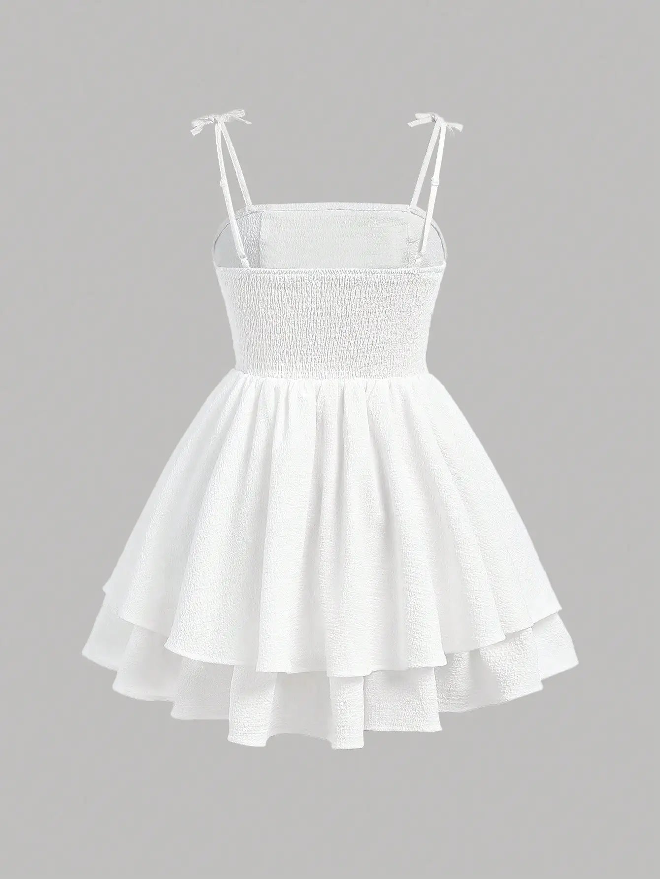 Mint Green Ruched Strap Dress with Tiered Skirt for Teen Girls