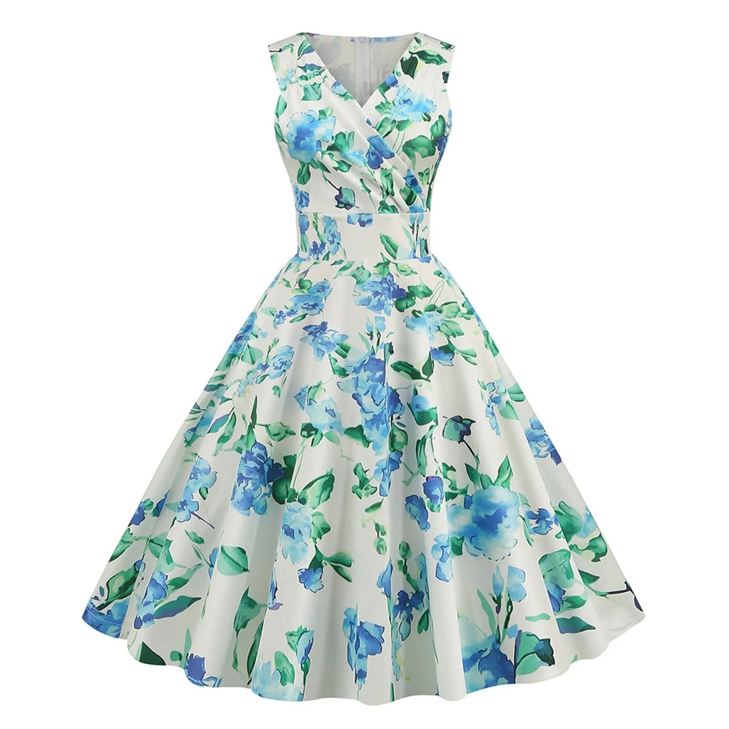 Summer Beach Sundress Women Fashion Sleeveless Sling V-neck Print Floral Higt Waist Long Dress Temperament Elegant Dress Vestido