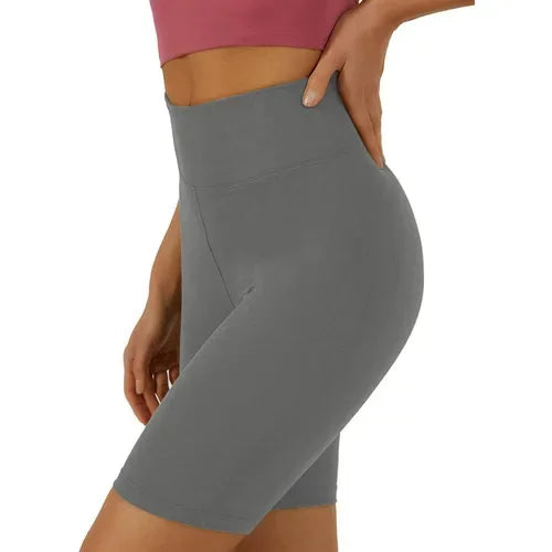 Women's High Waist Yoga Shorts Fitness Running Cycling Quick Drying Breathable High Waisted Five Quarter Black Leggings Shorts