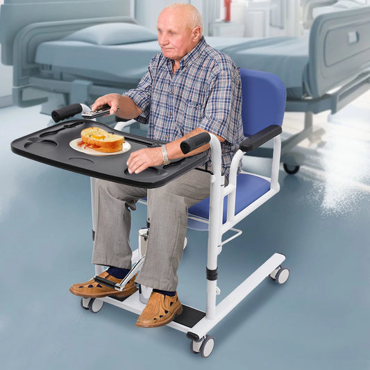 330lbs Hydraulic Patient Lift Chair 180° Split Bath Commode Seat Transfer Adjustable Height Detachable Cushion & Portable Potty