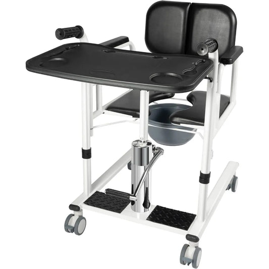 Hydraulic Patient Lift Nursing Chair 4 in 1 Shower Chair Transport Wheelchair Adjustable Lifting Height Transfer Aid