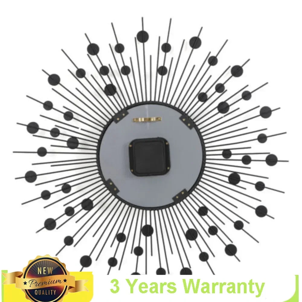 3D Large Metal Sunburst Wall Clock Luxury Battery Operated Home Decor Modern Round Diamond Large Luxury Art Wall Watch 60x60cm