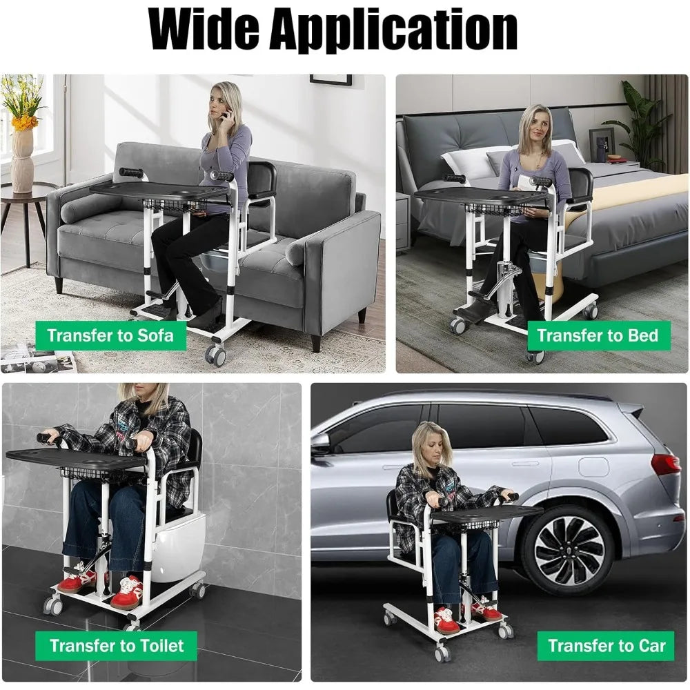 Hydraulic Patient Lift Nursing Chair 4 in 1 Shower Chair Transport Wheelchair Adjustable Lifting Height Transfer Aid