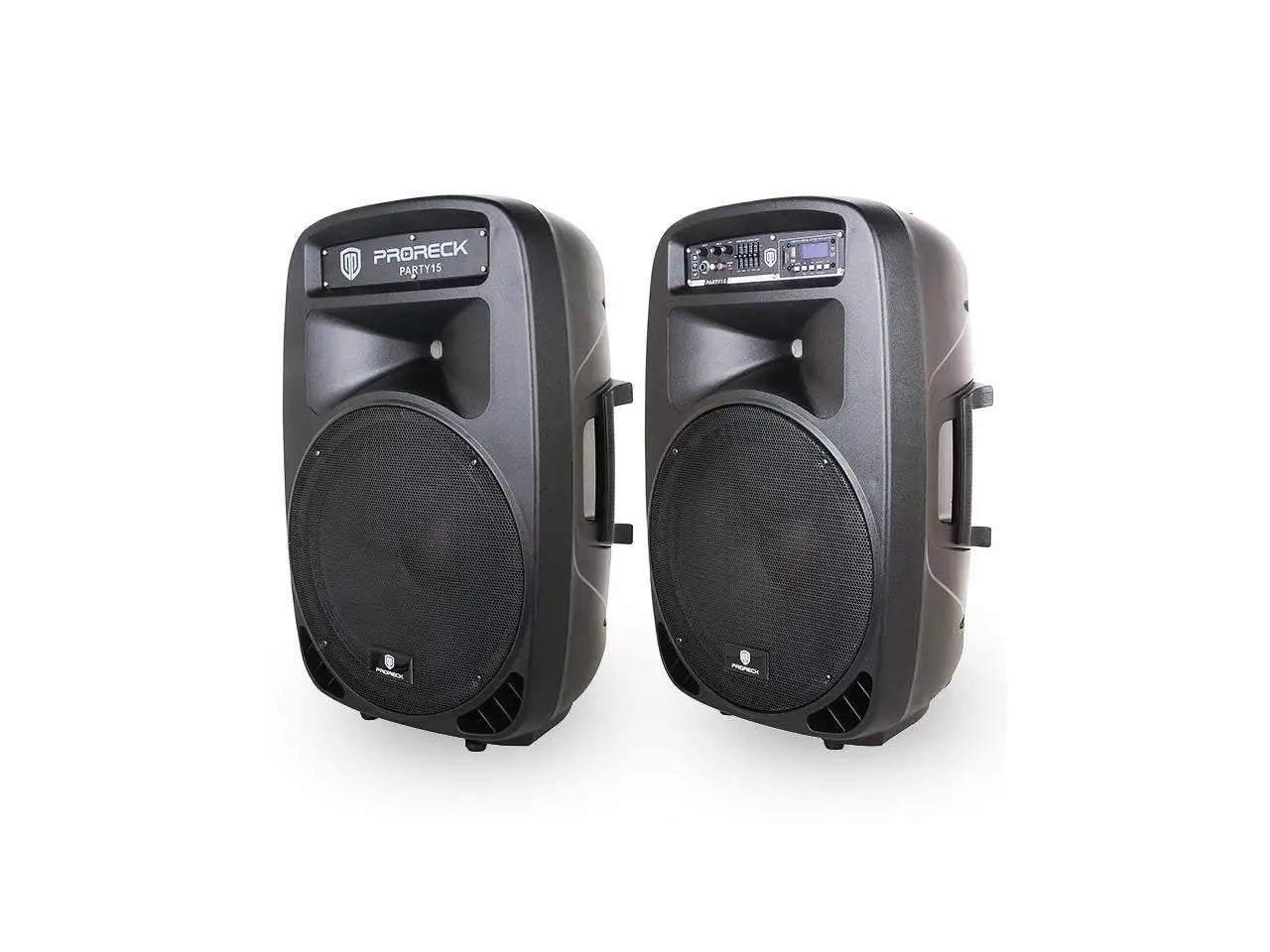 PRORECK Party 15 Portable 15-Inch 2000 Watt 2-Way Powered PA Speaker System Combo Set with Bluetooth/USB/SD Card Reader/FM Radio