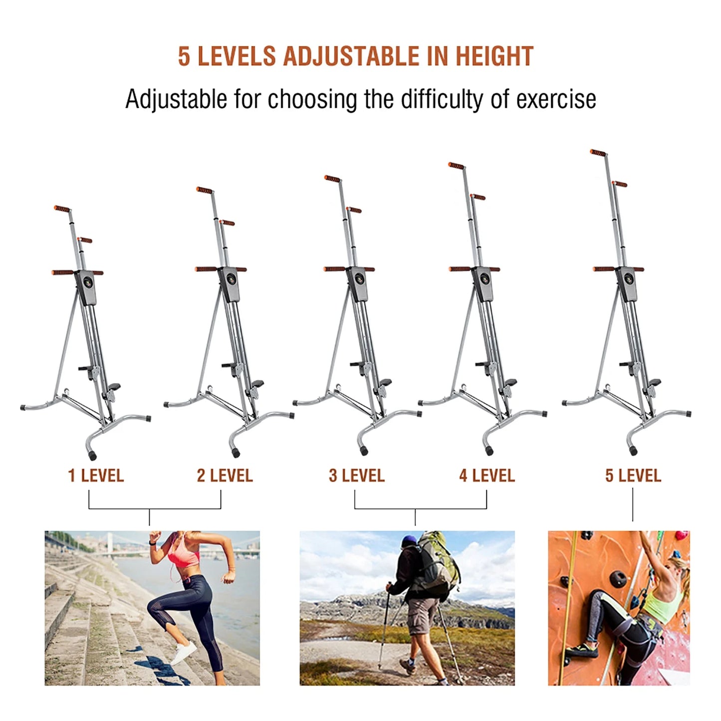 Steel Frame Heavy Duty Vertical Climber Fitness Climbing Cardio Machine Home Stepper