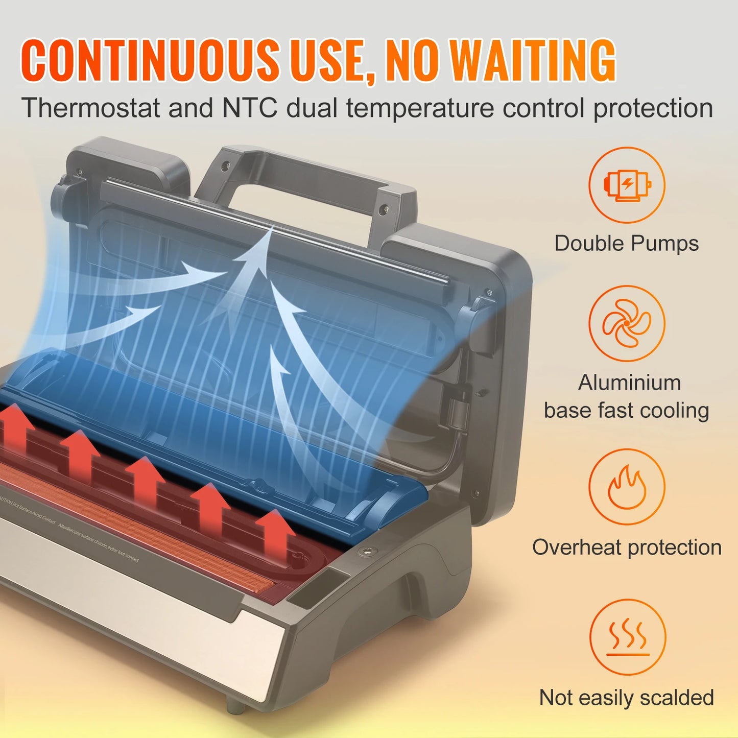 SucceBuy 90Kpa 130W Vacuum Sealer Food Packaging Machine with Free 10pcs Vacuum bags for Household Kitchen Vacuum Food Sealing